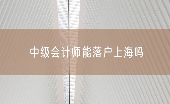 中级会计师能落户上海吗