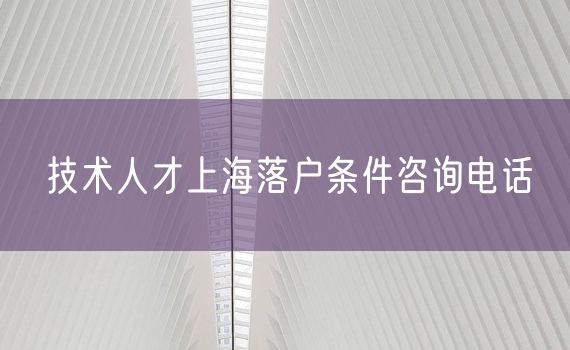 技术人才上海落户条件咨询电话