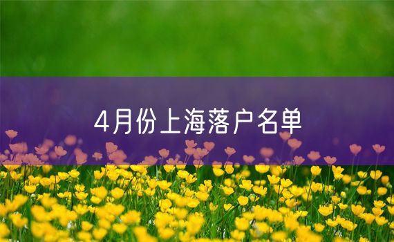 4月份上海落户名单