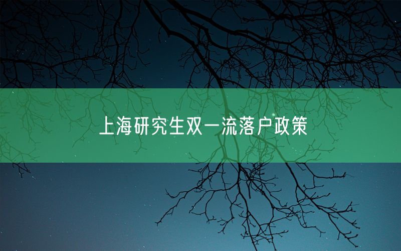 上海研究生双一流落户政策