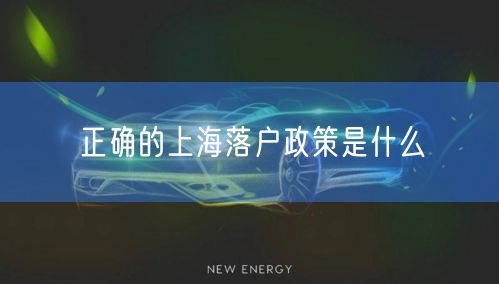 正确的上海落户政策是什么