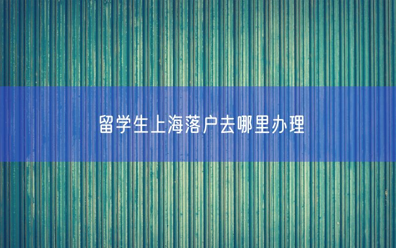 留学生上海落户去哪里办理