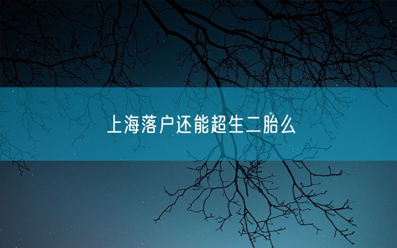 上海落户还能超生二胎么