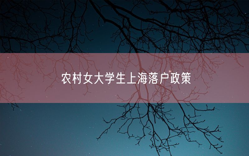 农村女大学生上海落户政策