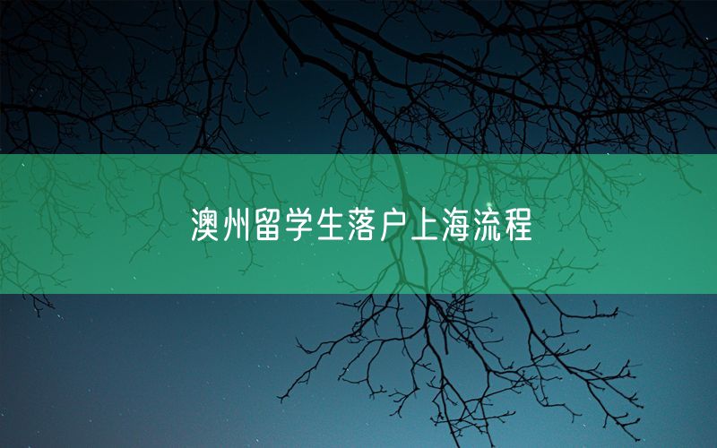 澳州留学生落户上海流程