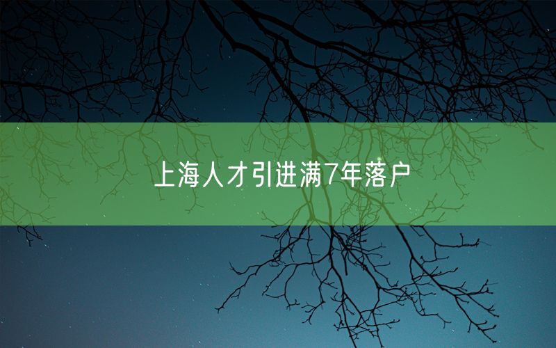 上海人才引进满7年落户