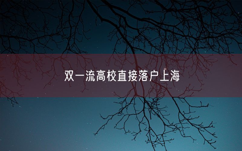 双一流高校直接落户上海