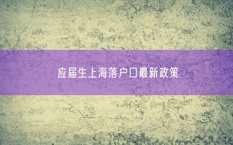 应届生上海落户口最新政策