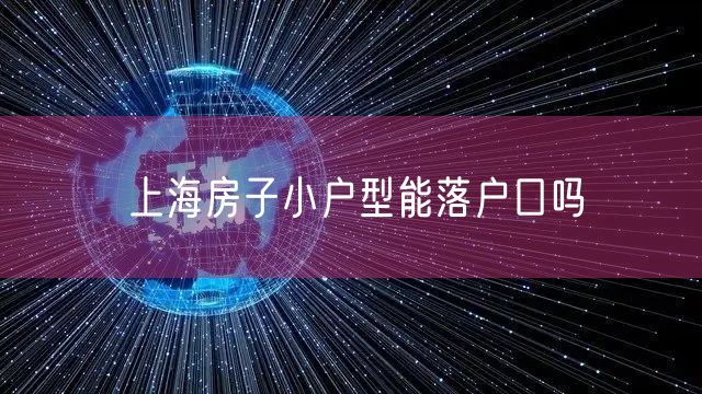 上海房子小户型能落户口吗