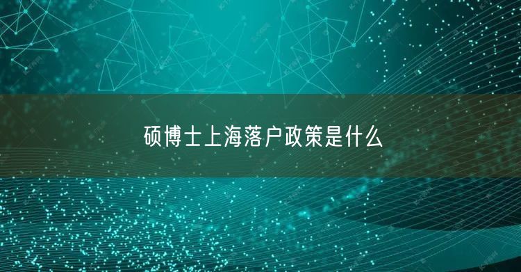 硕博士上海落户政策是什么