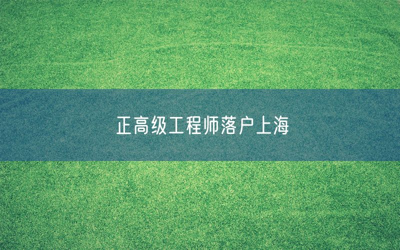 正高级工程师落户上海