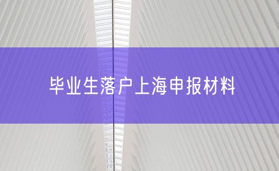 毕业生落户上海申报材料