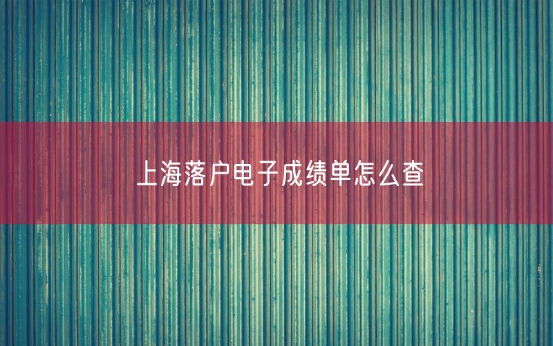 上海落户电子成绩单怎么查