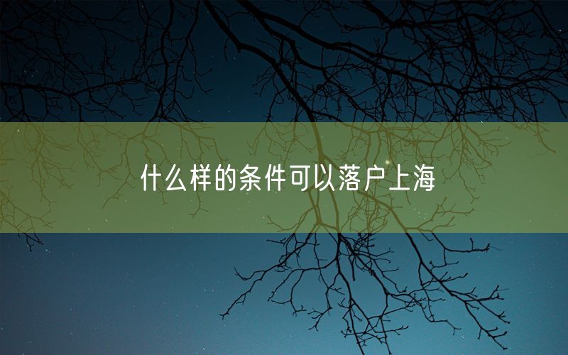 什么样的条件可以落户上海