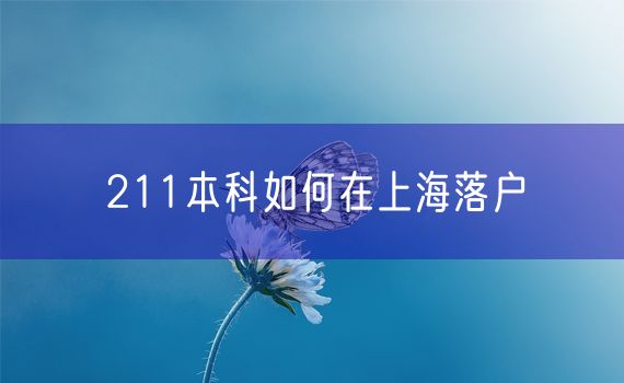 211本科如何在上海落户