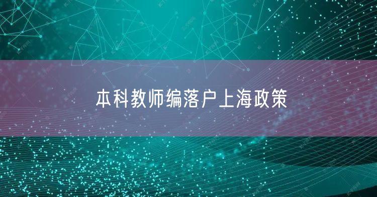 本科教师编落户上海政策