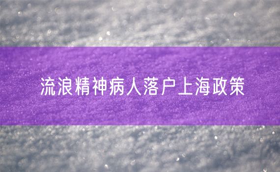 流浪精神病人落户上海政策