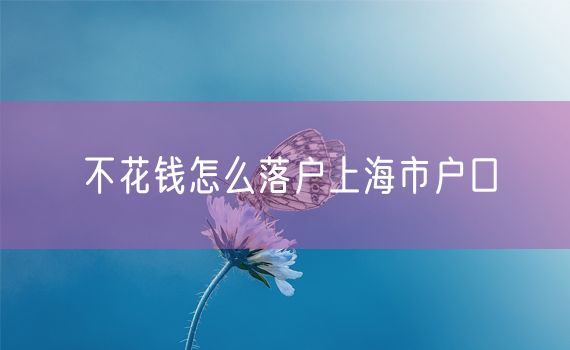 不花钱怎么落户上海市户口