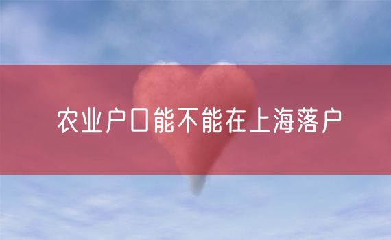 农业户口能不能在上海落户