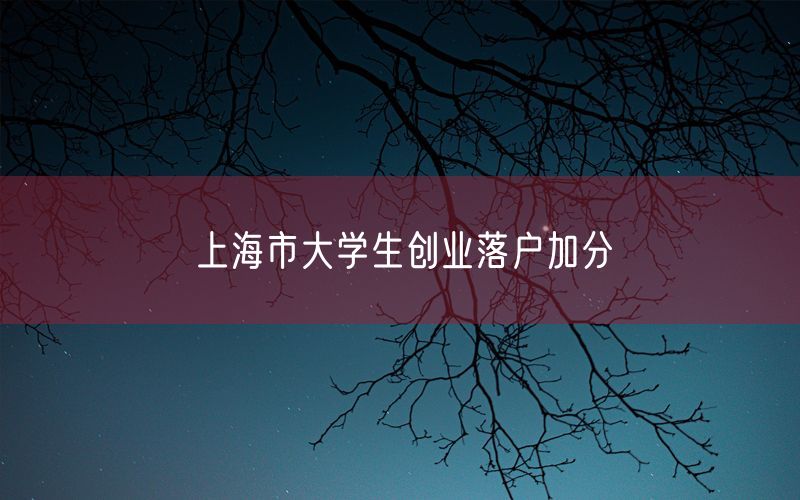 上海市大学生创业落户加分