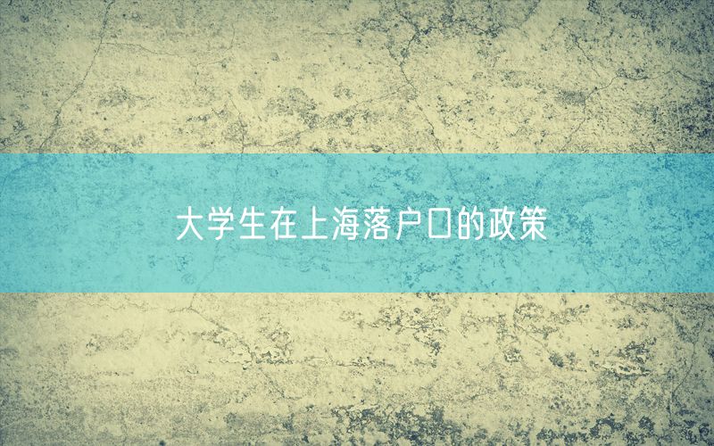 大学生在上海落户口的政策