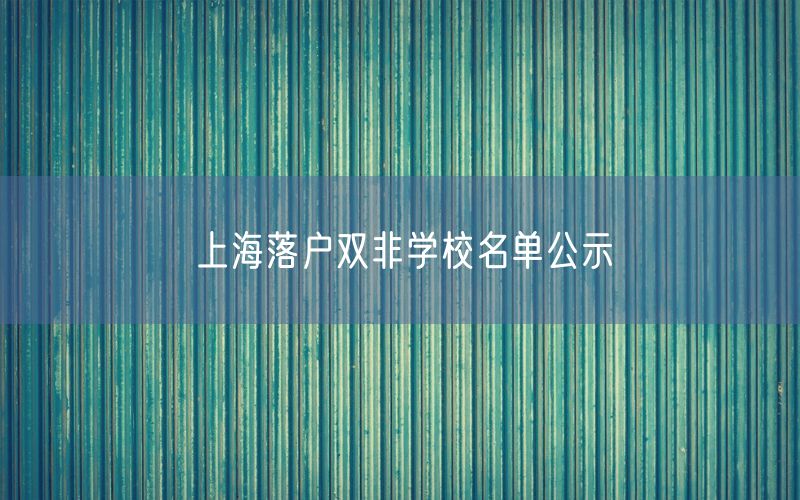 上海落户双非学校名单公示