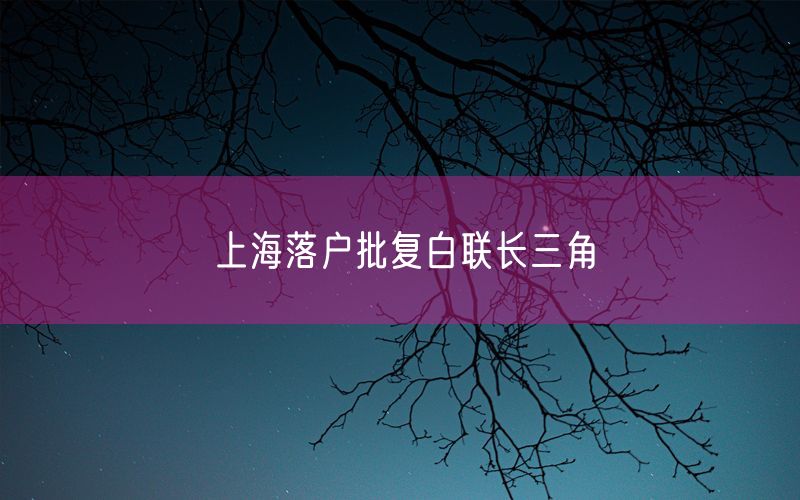 上海落户批复白联长三角