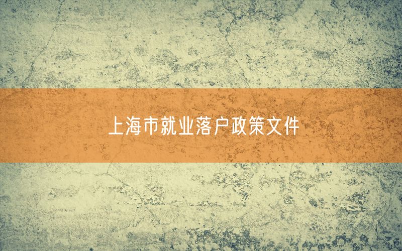 上海市就业落户政策文件