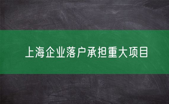 上海企业落户承担重大项目