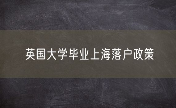 英国大学毕业上海落户政策