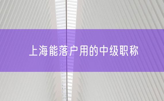 上海能落户用的中级职称