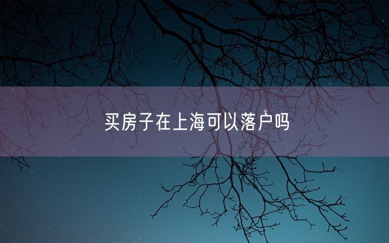 买房子在上海可以落户吗