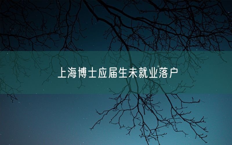 上海博士应届生未就业落户