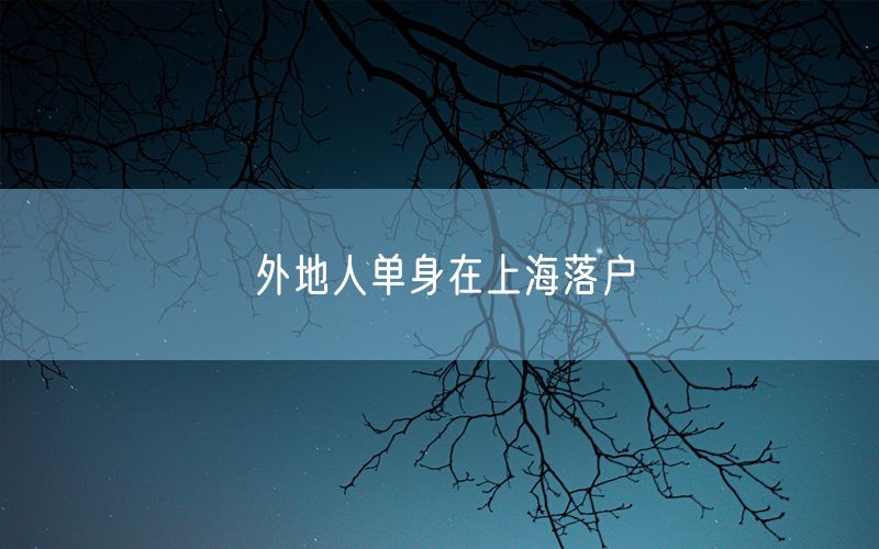 外地人单身在上海落户