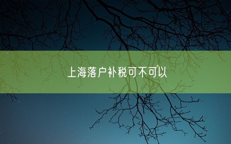 上海落户补税可不可以