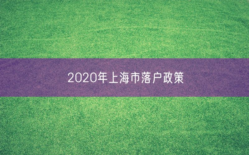 2020年上海市落户政策