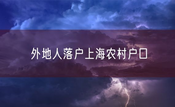 外地人落户上海农村户口