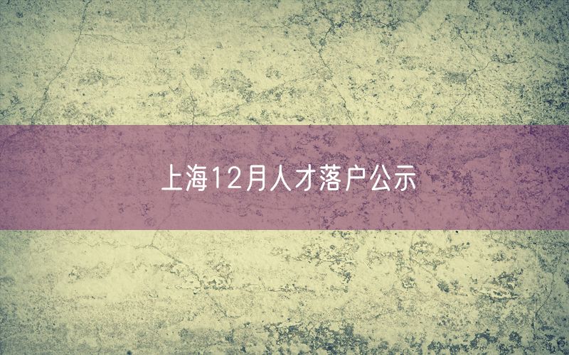 上海12月人才落户公示