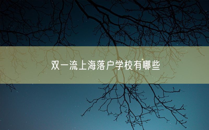 双一流上海落户学校有哪些