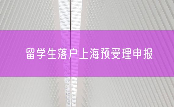 留学生落户上海预受理申报