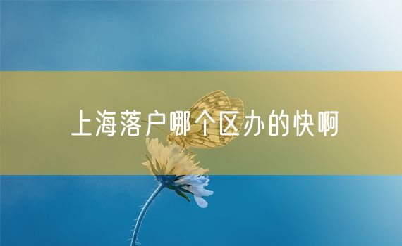 上海落户哪个区办的快啊