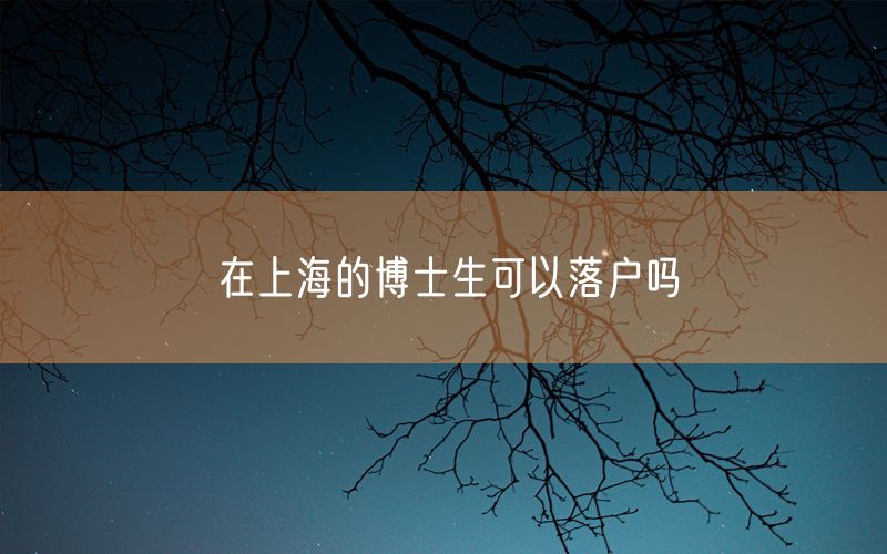 在上海的博士生可以落户吗