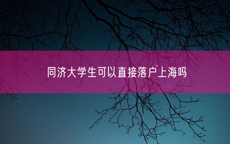 同济大学生可以直接落户上海吗