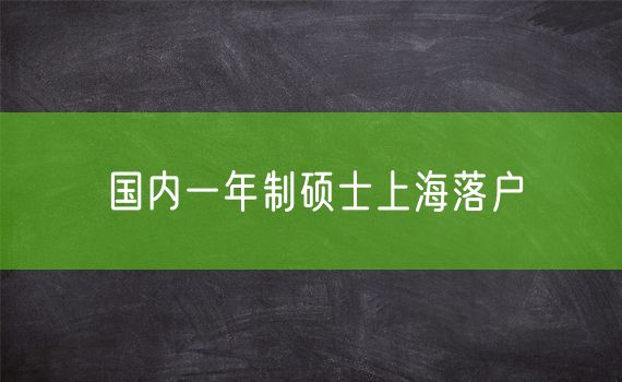 国内一年制硕士上海落户