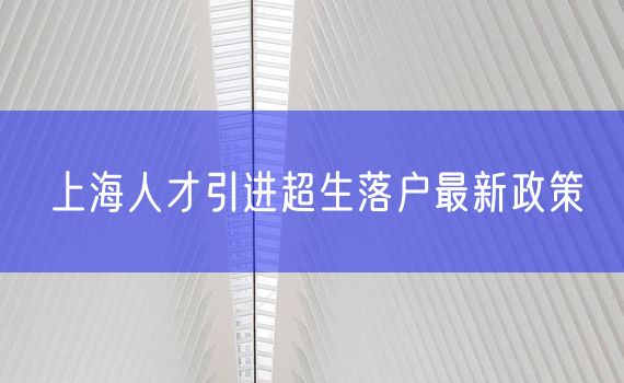 上海人才引进超生落户最新政策