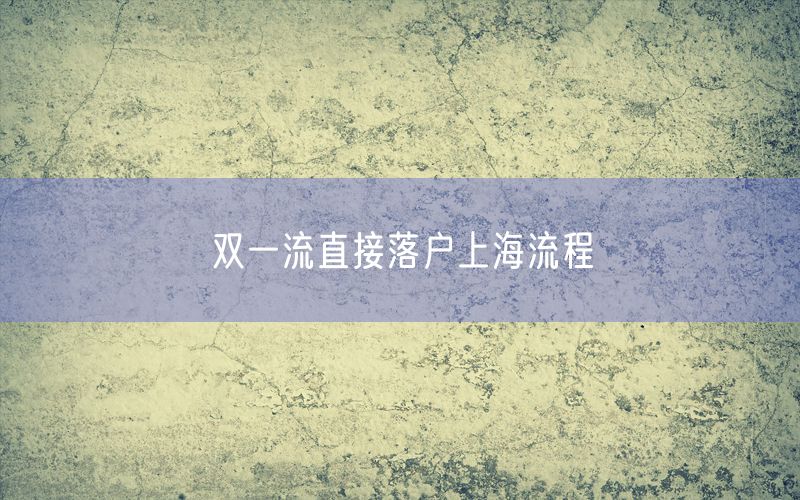 双一流直接落户上海流程