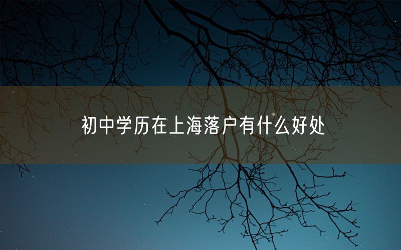 初中学历在上海落户有什么好处