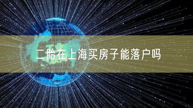 二胎在上海买房子能落户吗