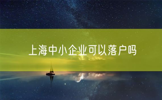 上海中小企业可以落户吗