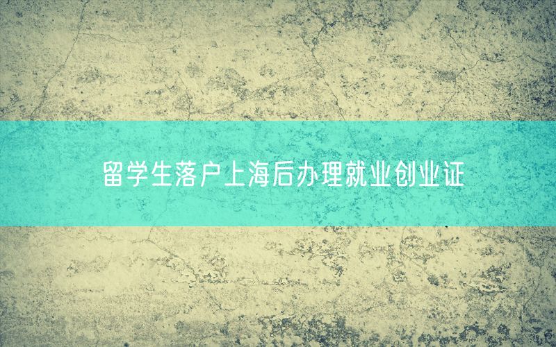 留学生落户上海后办理就业创业证